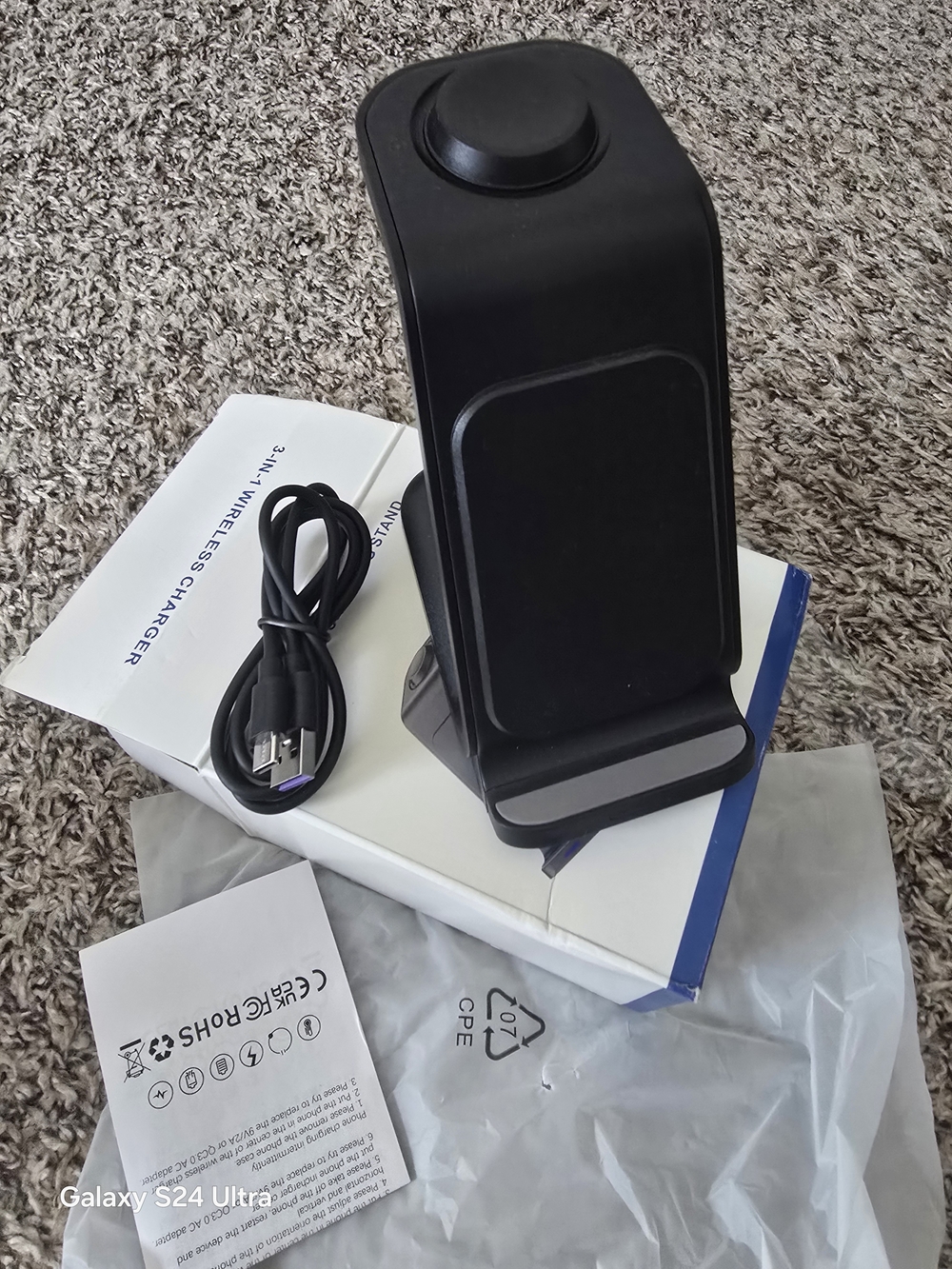 3-in-1 Wireless Charging Stand - Black